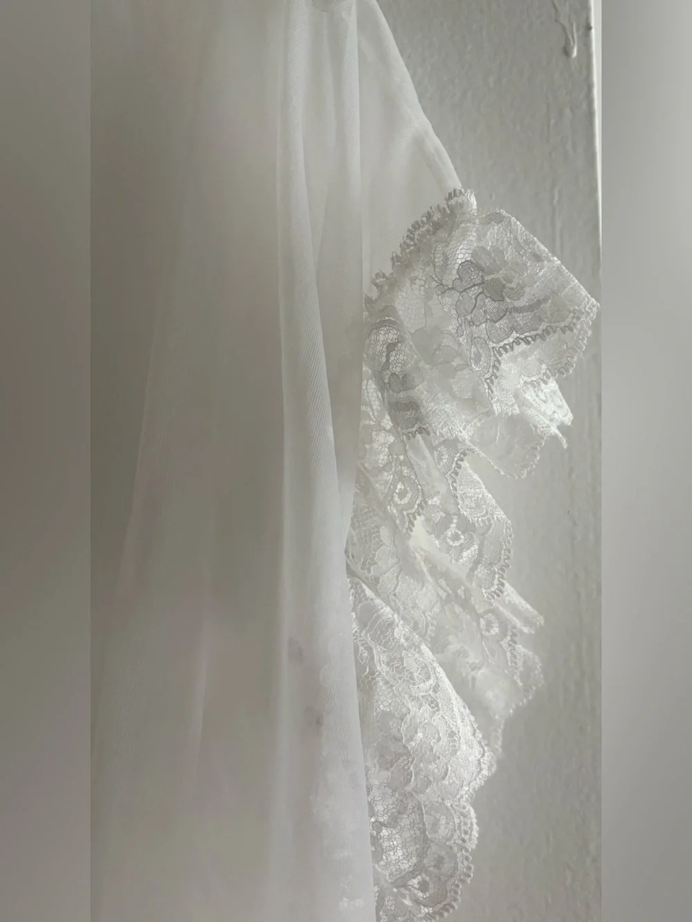 Frederick's of Hollywood Sheer White Lace Bed Jacket M